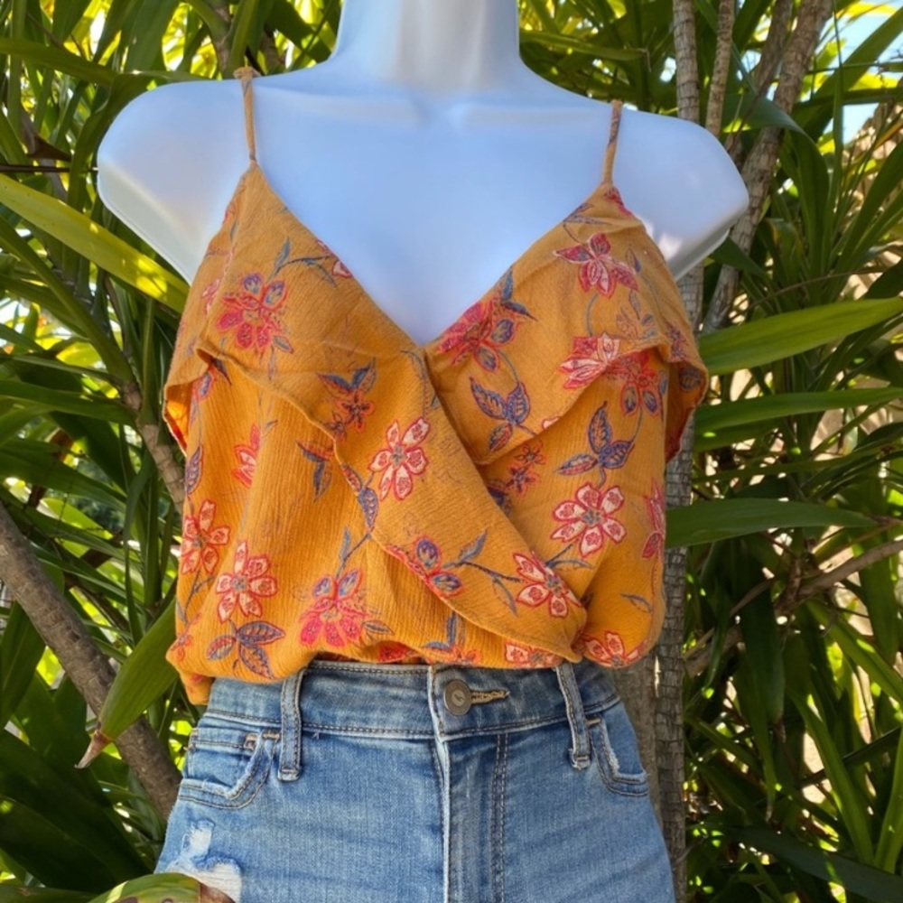 MUSTARD FLORAL SURPLICE CAMI